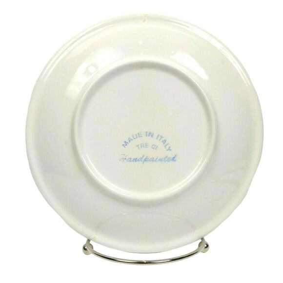 Vintage TRE CI Wide Band Dessert Salad Plate 7.5" Made in Italy - Green Blue - Picture 4 of 6